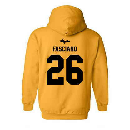 Michigan Tech - NCAA Men's Ice Hockey : Luca Fasciano - Generic Shersey Hooded Sweatshirt-1