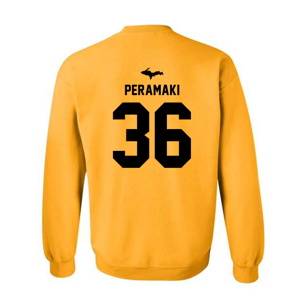 Michigan Tech - NCAA Football : Josiah Peramaki - Generic Shersey Crewneck Sweatshirt-1