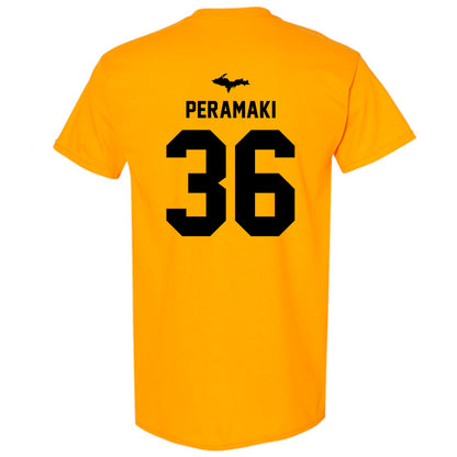 Michigan Tech - NCAA Football : Josiah Peramaki - Generic Shersey T-Shirt-1