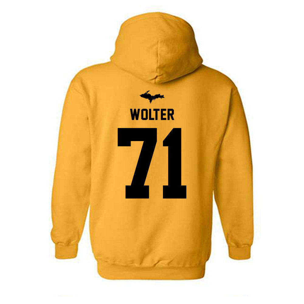 Michigan Tech - NCAA Football : Mason Wolter - Generic Shersey Hooded Sweatshirt-1