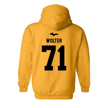 Michigan Tech - NCAA Football : Mason Wolter - Generic Shersey Hooded Sweatshirt-1