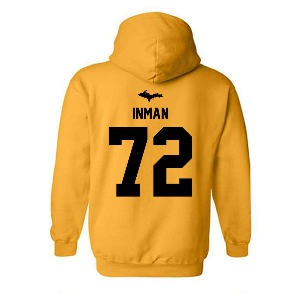 Michigan Tech - NCAA Football : Bryar Inman - Generic Shersey Hooded Sweatshirt-1