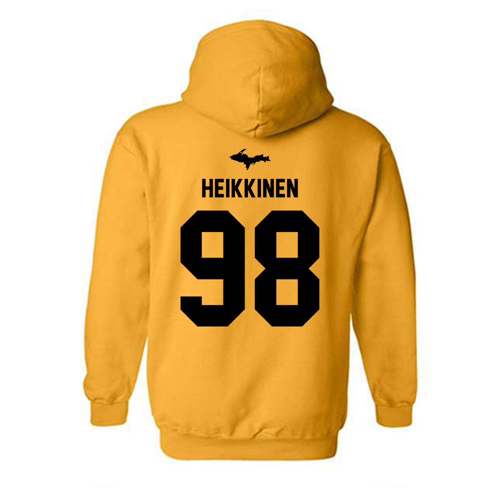 Michigan Tech - NCAA Football : Gauge Heikkinen - Generic Shersey Hooded Sweatshirt-1