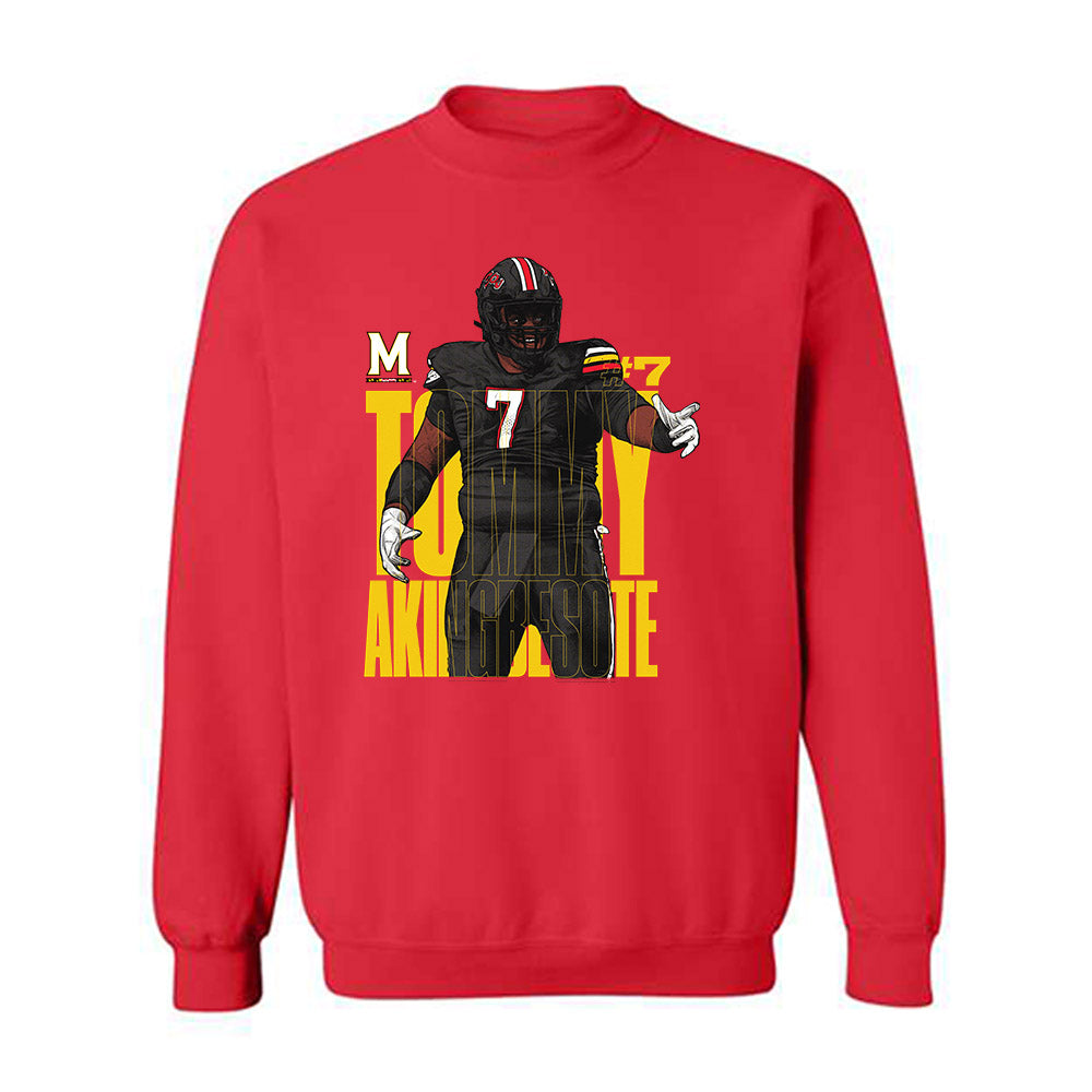 Maryland - NCAA Football : Tommy Akingbesote - Crewneck Sweatshirt Individual Caricature