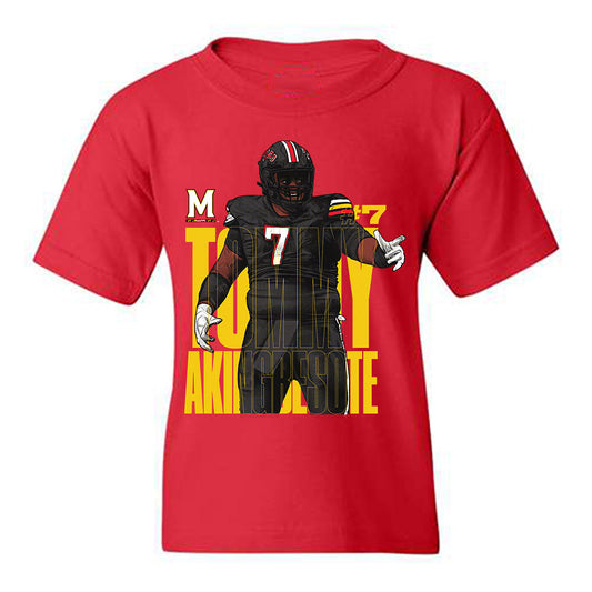 Maryland - NCAA Football : Tommy Akingbesote - Youth T-Shirt Individual Caricature