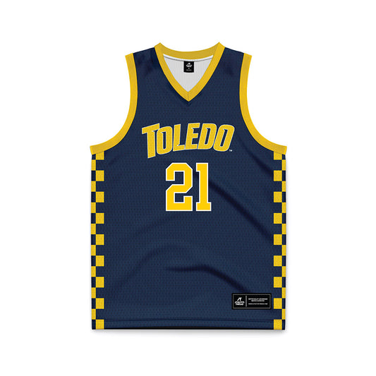 Toledo - NCAA Men's Basketball : London Praytor - Blue Basketball Jersey-0