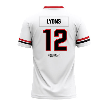 Davidson - NCAA Football : Christian Lyons - 2024 White Premium Football Jersey-1