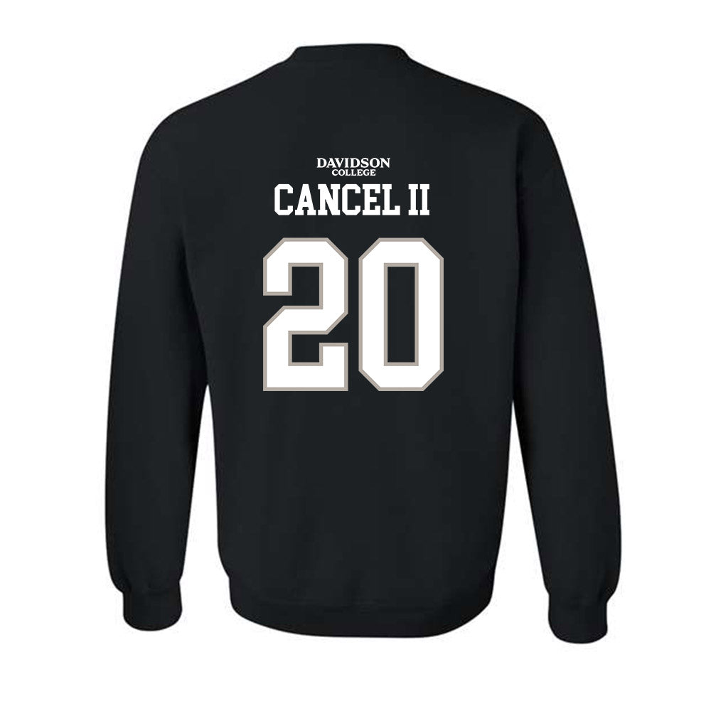Davidson - NCAA Football : Quinton Cancel II - Black Replica Shersey Crewneck Sweatshirt