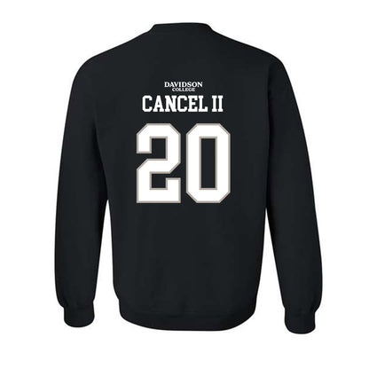 Davidson - NCAA Football : Quinton Cancel II - Black Replica Shersey Crewneck Sweatshirt