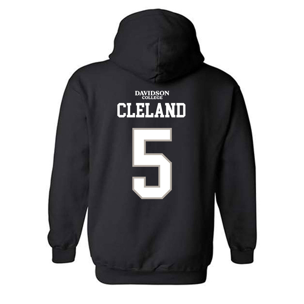 Davidson - NCAA Football : Coulter Cleland - Black Replica Shersey Hooded Sweatshirt