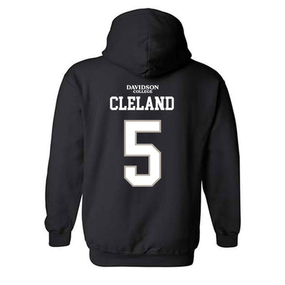 Davidson - NCAA Football : Coulter Cleland - Black Replica Shersey Hooded Sweatshirt
