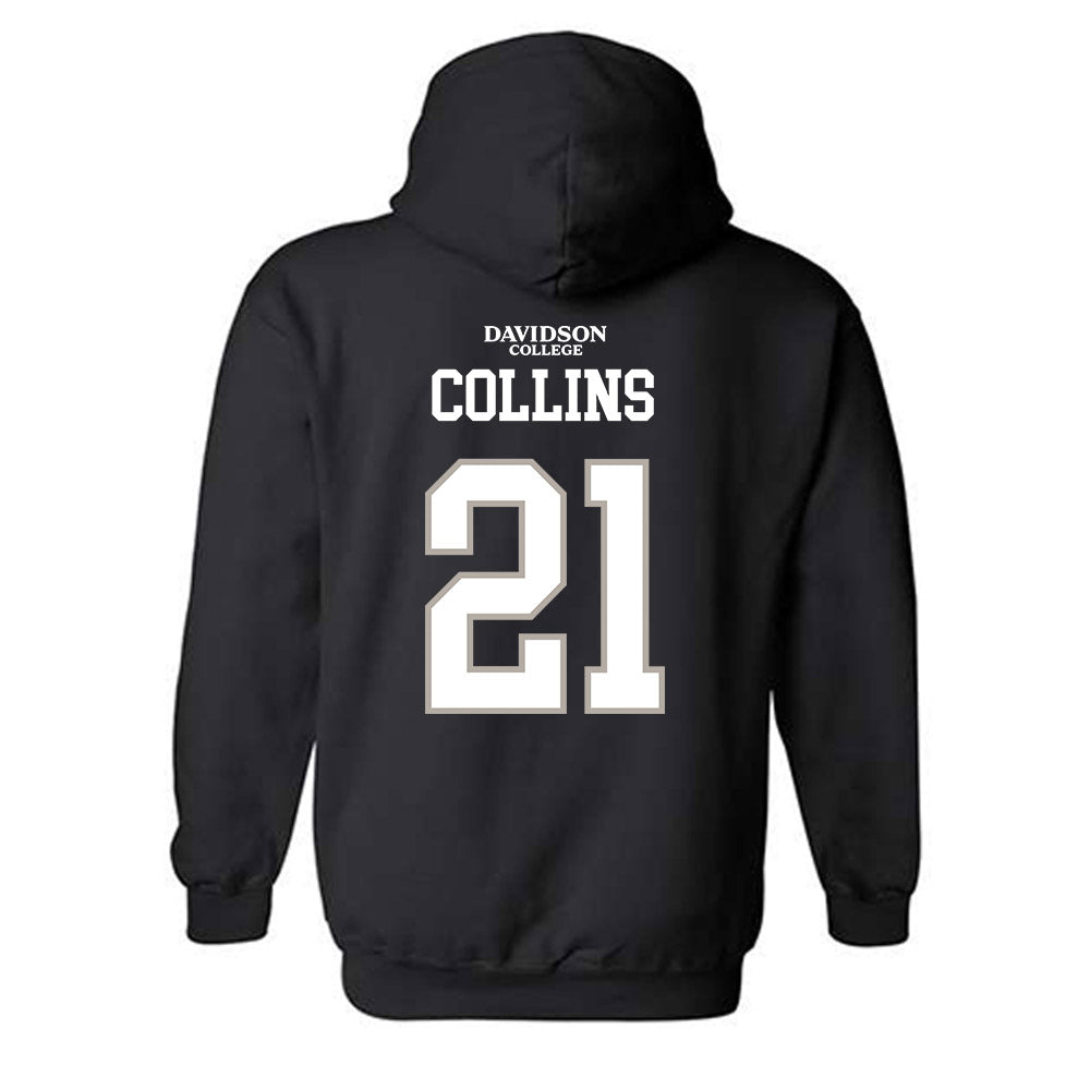 Davidson - NCAA Football : Caiden Collins - Black Replica Shersey Hooded Sweatshirt-1