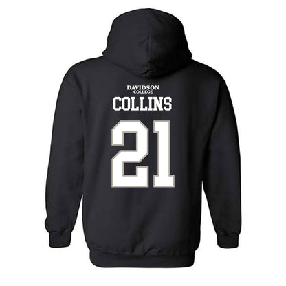 Davidson - NCAA Football : Caiden Collins - Black Replica Shersey Hooded Sweatshirt-1