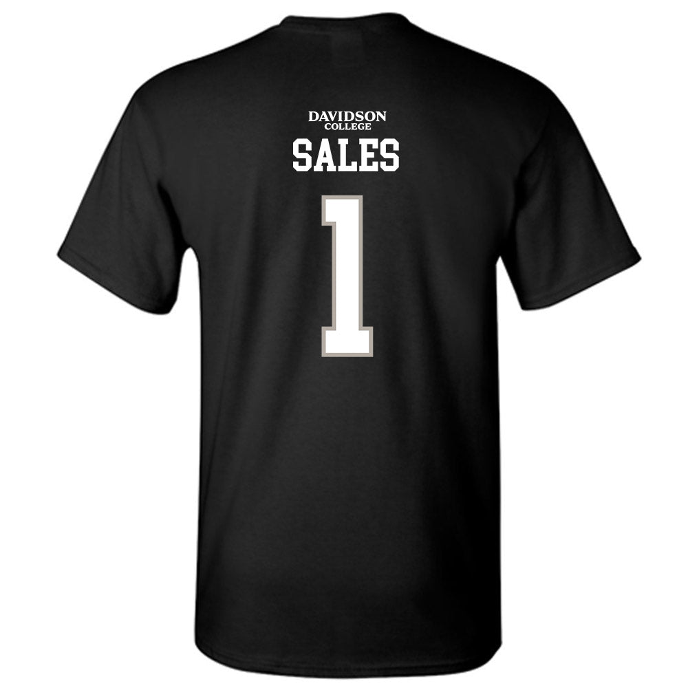 Davidson - NCAA Football : Jaleel Sales - Black Replica Shersey T-Shirt