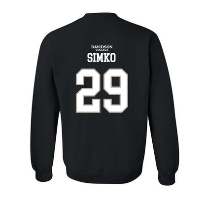 Davidson - NCAA Football : Carter Simko - Black Replica Shersey Crewneck Sweatshirt-1