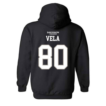 Davidson - NCAA Football : Xavier Vela - Black Replica Shersey Hooded Sweatshirt-1