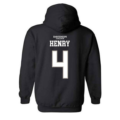 Davidson - NCAA Football : Tahir Henry - Black Replica Shersey Hooded Sweatshirt
