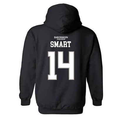 Davidson - NCAA Football : Landon Smart - Black Replica Shersey Hooded Sweatshirt