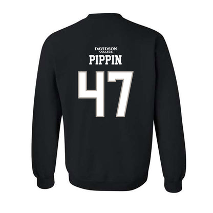 Davidson - NCAA Football : Nash Pippin - Black Replica Shersey Crewneck Sweatshirt-1
