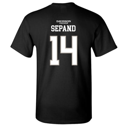 Davidson - NCAA Football : Isaiah Sepand - Black Replica Shersey T-Shirt