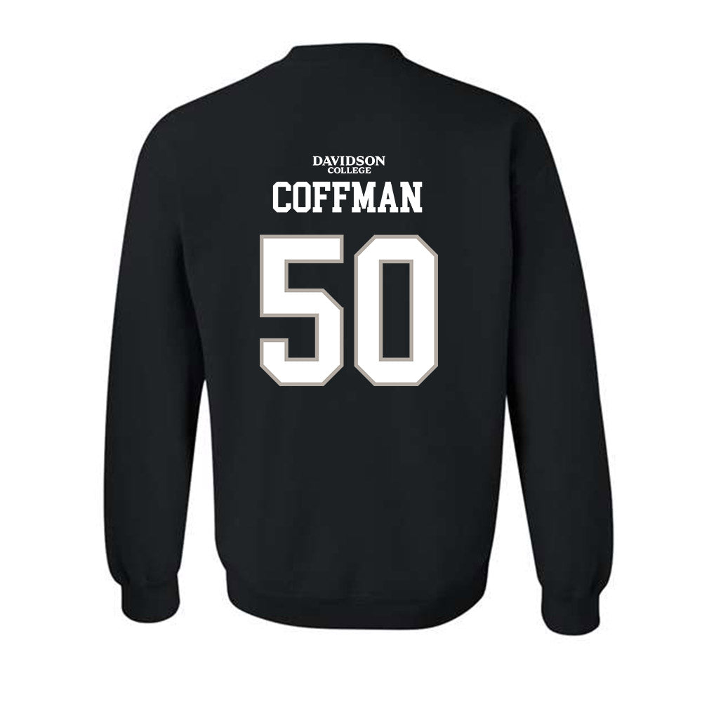 Davidson - NCAA Football : Carson Coffman - Black Replica Shersey Crewneck Sweatshirt-1