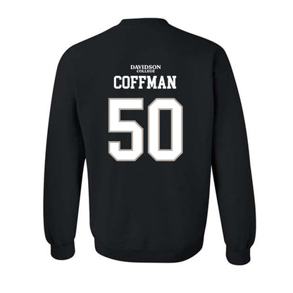 Davidson - NCAA Football : Carson Coffman - Black Replica Shersey Crewneck Sweatshirt-1