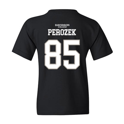 Davidson - NCAA Football : Jack Perozek - Black Replica Shersey Youth T-Shirt-1