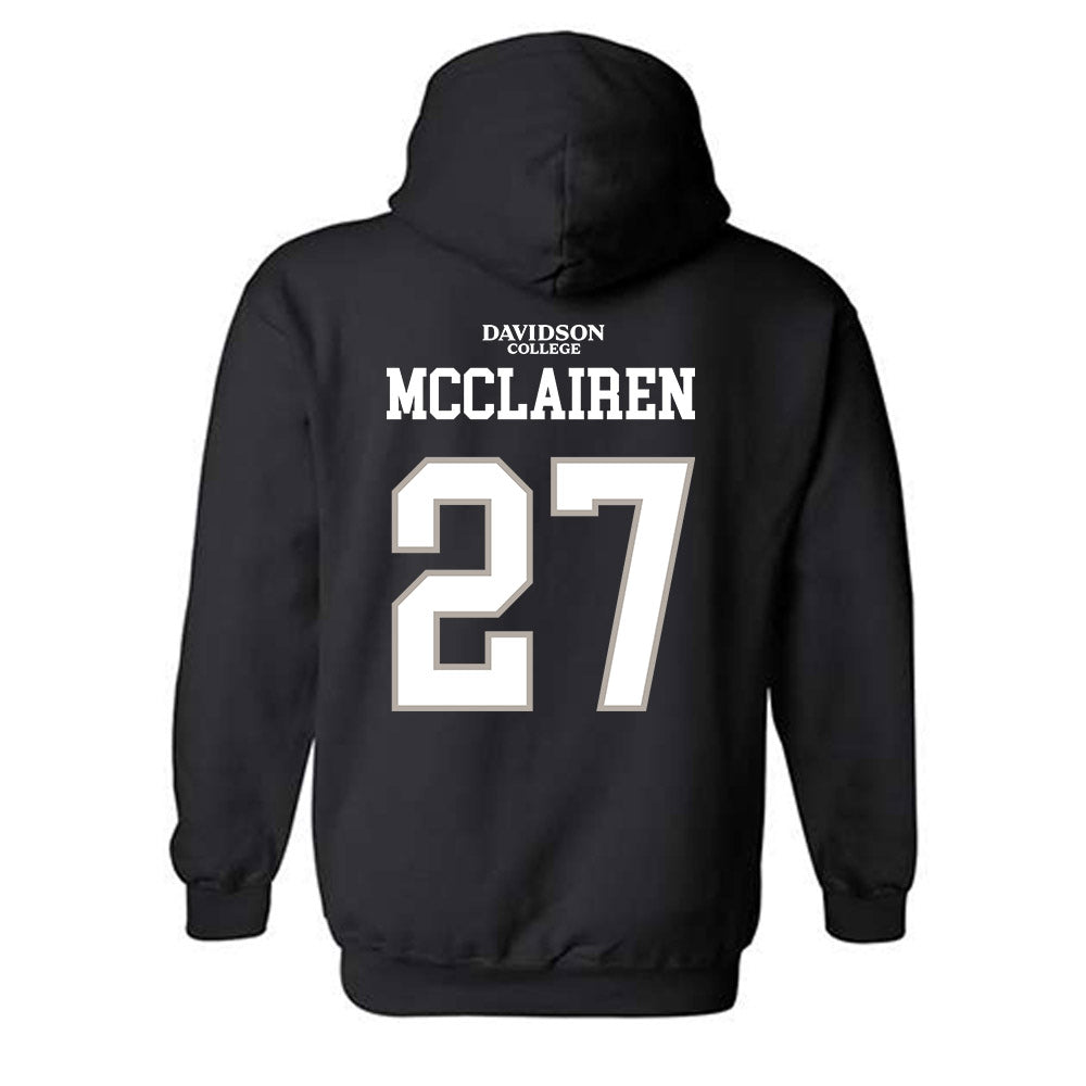 Davidson - NCAA Football : Revis McClairen - Black Replica Shersey Hooded Sweatshirt-1