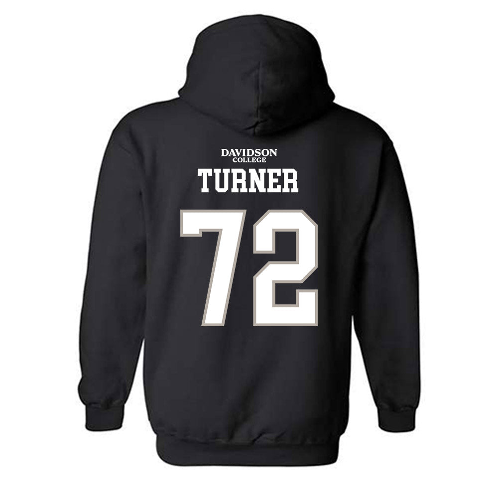 Davidson - NCAA Football : Liam Turner - Black Replica Shersey Hooded Sweatshirt