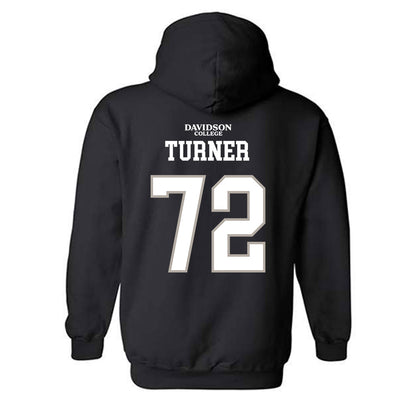 Davidson - NCAA Football : Liam Turner - Black Replica Shersey Hooded Sweatshirt