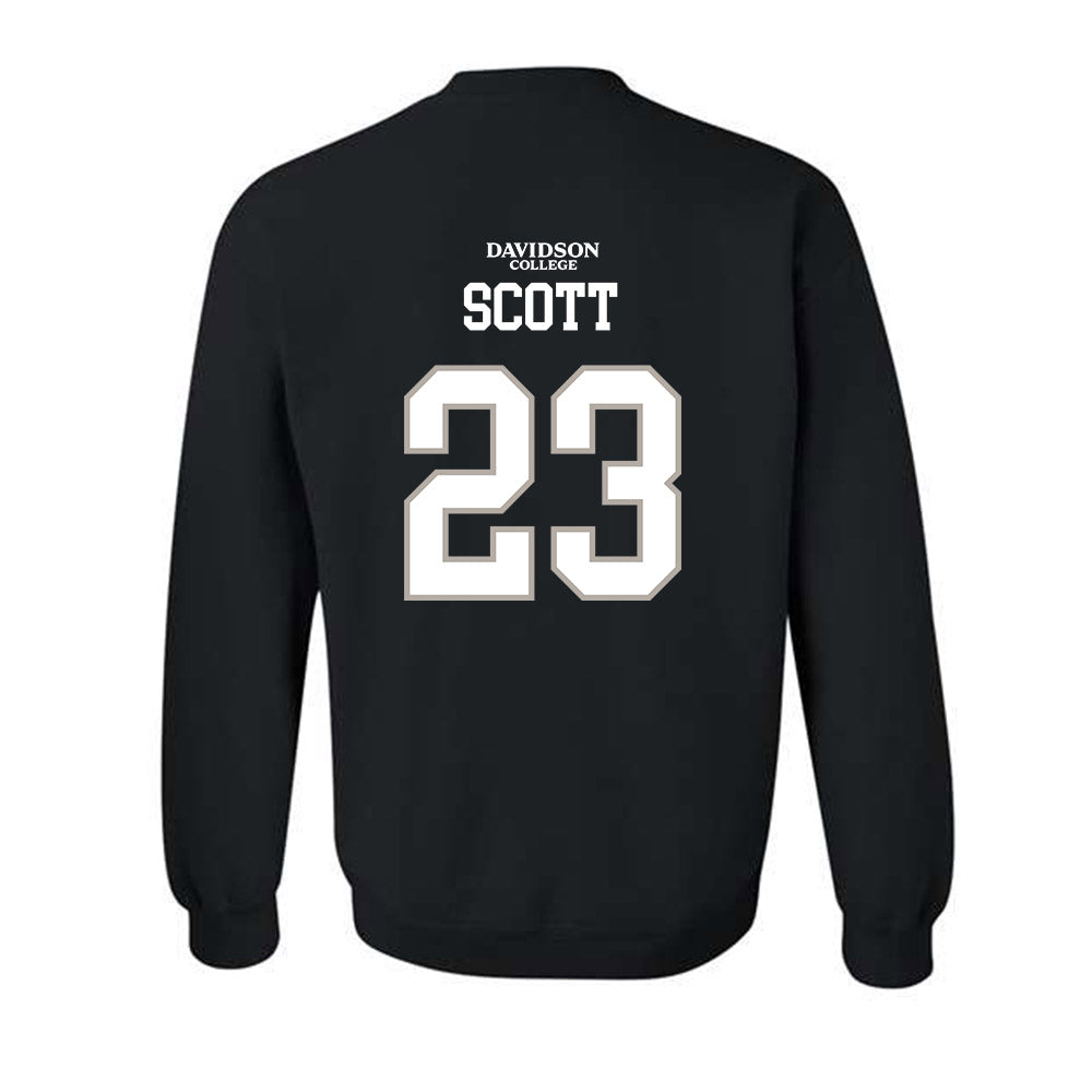 Davidson - NCAA Football : Nakoma Scott - Black Replica Shersey Crewneck Sweatshirt-1