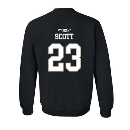 Davidson - NCAA Football : Nakoma Scott - Black Replica Shersey Crewneck Sweatshirt-1