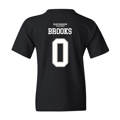 Davidson - NCAA Football : Hunter Brooks - Black Replica Shersey Youth T-Shirt-1