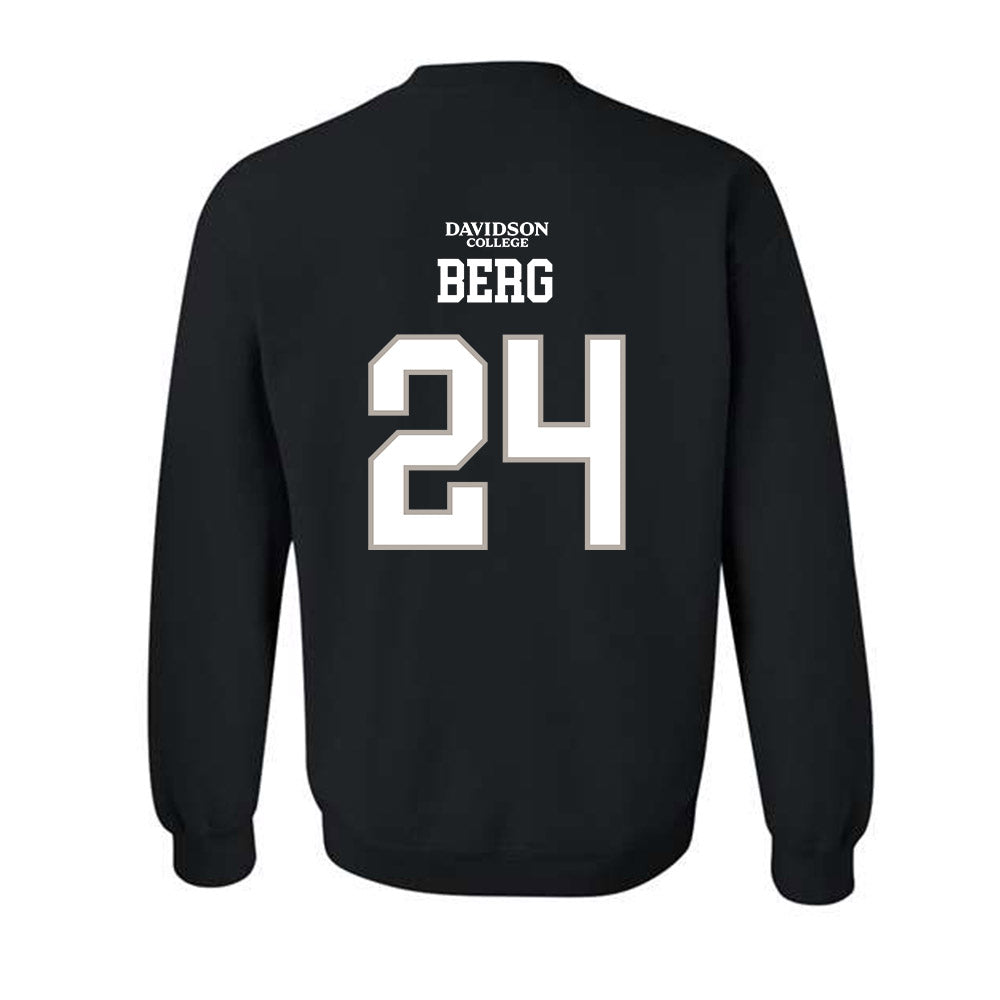 Davidson - NCAA Football : Brodey Berg - Black Replica Shersey Crewneck Sweatshirt-1