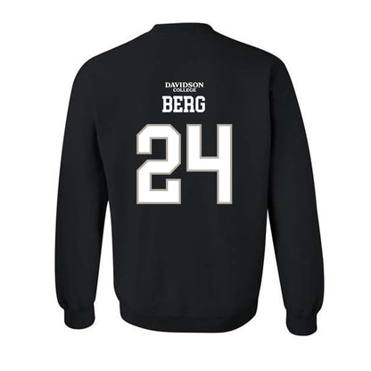 Davidson - NCAA Football : Brodey Berg - Black Replica Shersey Crewneck Sweatshirt-1