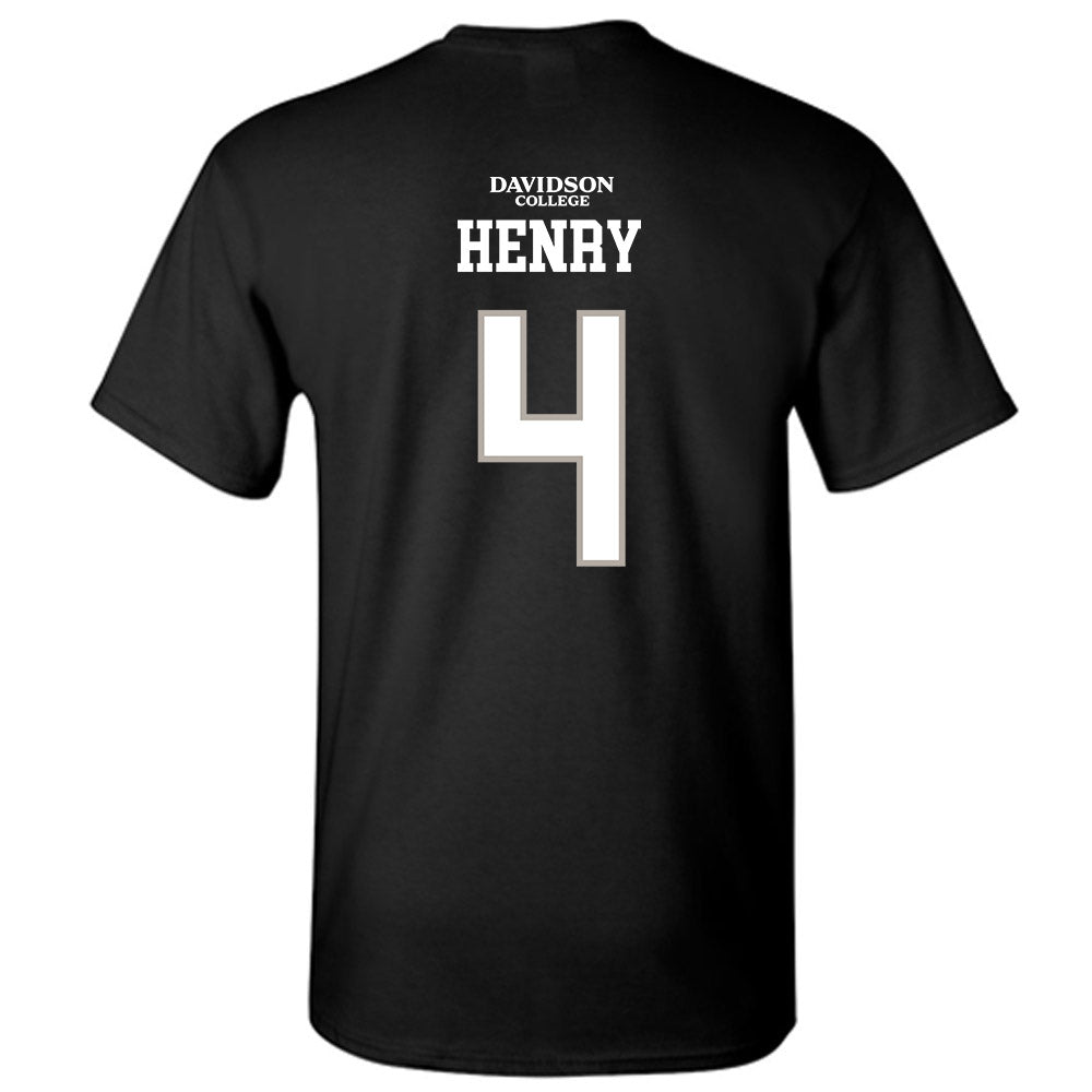 Davidson - NCAA Football : Tahir Henry - Black Replica Shersey T-Shirt