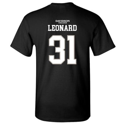 Davidson - NCAA Football : Michael Leonard - Black Replica Shersey T-Shirt