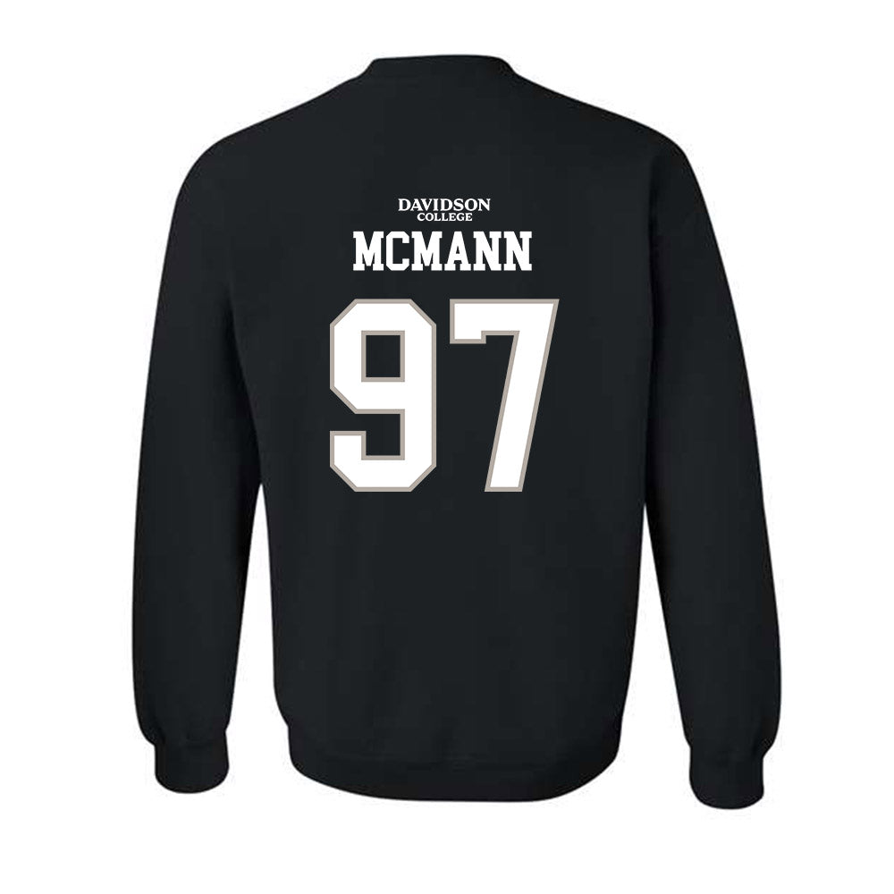 Davidson - NCAA Football : Liam McMann - Black Replica Shersey Crewneck Sweatshirt-1