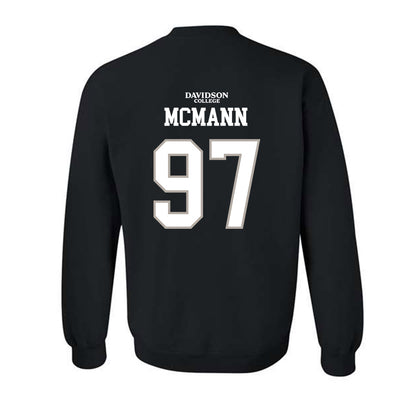 Davidson - NCAA Football : Liam McMann - Black Replica Shersey Crewneck Sweatshirt-1