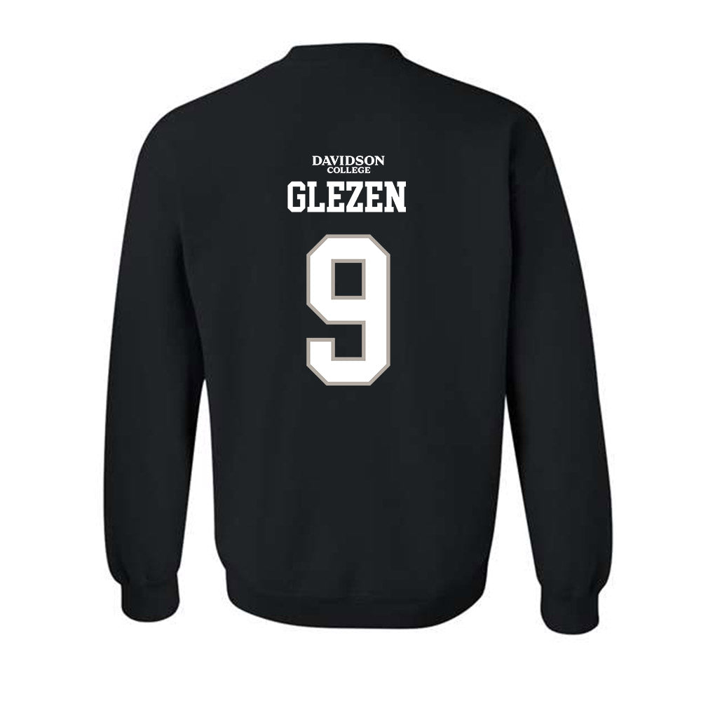 Davidson - NCAA Football : Landon Glezen - Black Replica Shersey Crewneck Sweatshirt-1