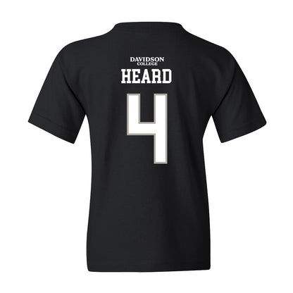 Davidson - NCAA Football : Marcus Heard - Black Replica Shersey Youth T-Shirt