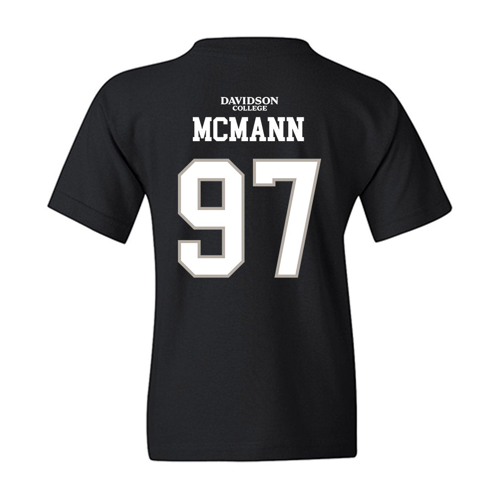 Davidson - NCAA Football : Liam McMann - Black Replica Shersey Youth T-Shirt-1