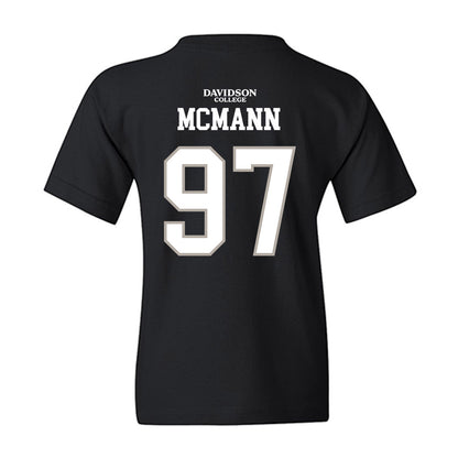 Davidson - NCAA Football : Liam McMann - Black Replica Shersey Youth T-Shirt-1