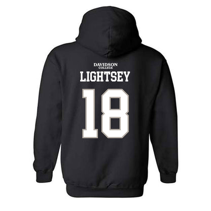 Davidson - NCAA Football : Jacary Lightsey - Black Replica Shersey Hooded Sweatshirt