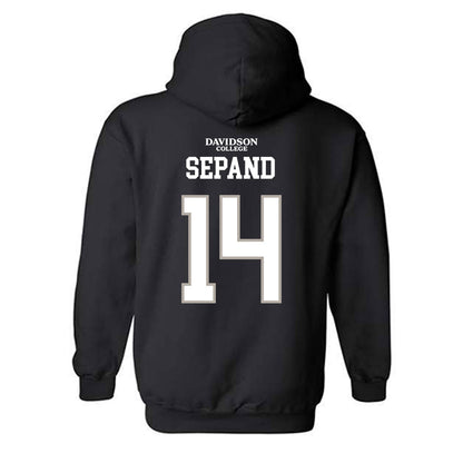 Davidson - NCAA Football : Isaiah Sepand - Black Replica Shersey Hooded Sweatshirt
