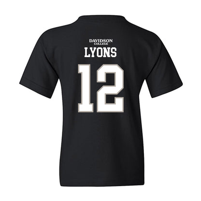 Davidson - NCAA Football : Christian Lyons - Black Replica Shersey Youth T-Shirt-1