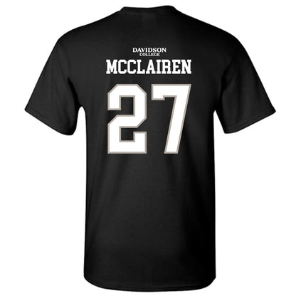 Davidson - NCAA Football : Revis McClairen - Black Replica Shersey T-Shirt-1