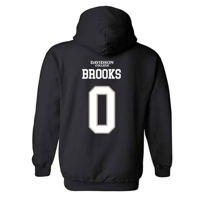 Davidson - NCAA Football : Hunter Brooks - Black Replica Shersey Hooded Sweatshirt-1