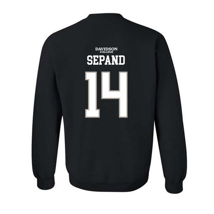 Davidson - NCAA Football : Isaiah Sepand - Black Replica Shersey Crewneck Sweatshirt
