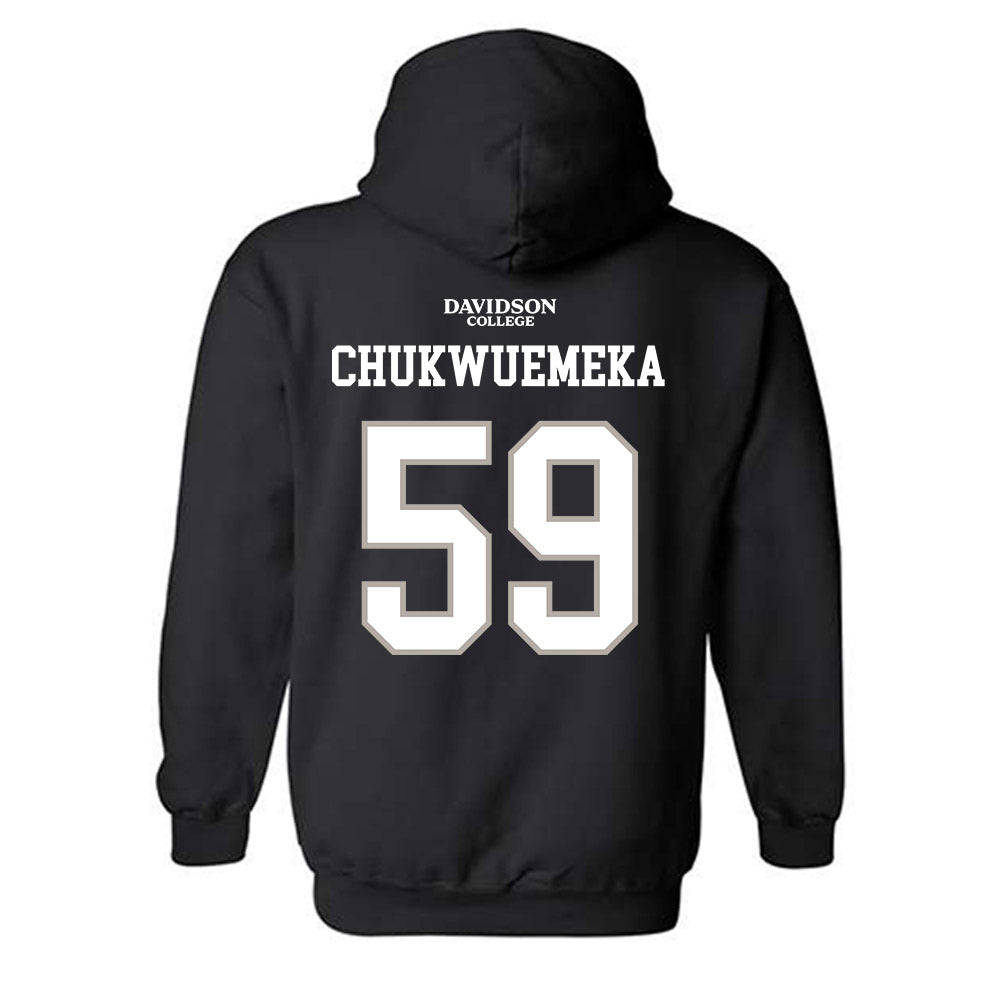 Davidson - NCAA Football : Danzel Chukwuemeka - Black Replica Shersey Hooded Sweatshirt-1